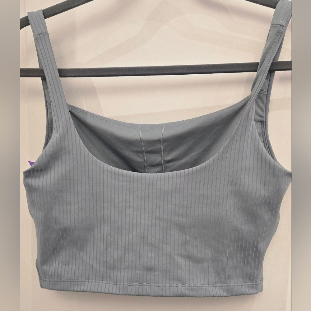 Vuori Dusty Blue Ribbed Crop Tank